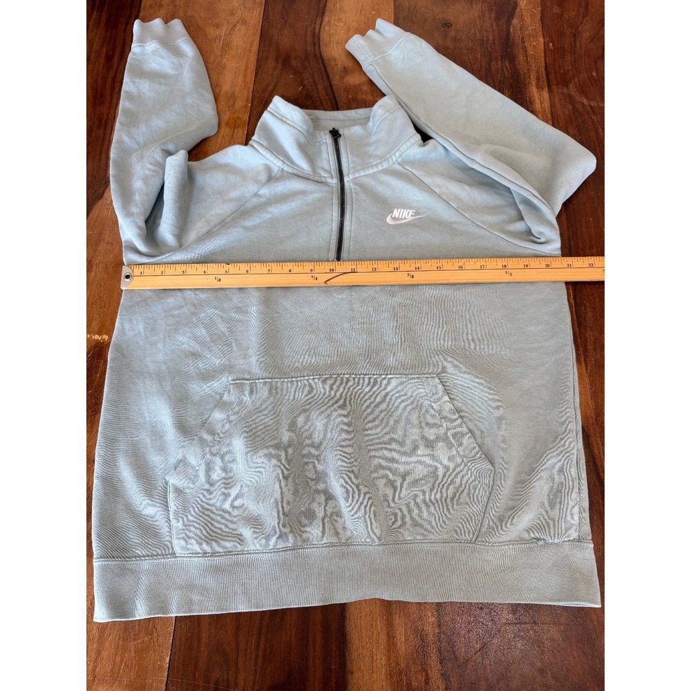 Nike swoosh logo Sweatshirt Blue Half Zip Sweatshirt Kangaroo Pocket womens' S - Picture 5 of 10